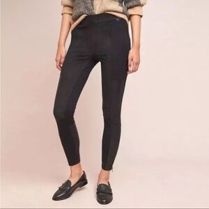 Anthropologie Black Faux Leather Suede Pull On Legging Pants Ankle Zip-Size 26